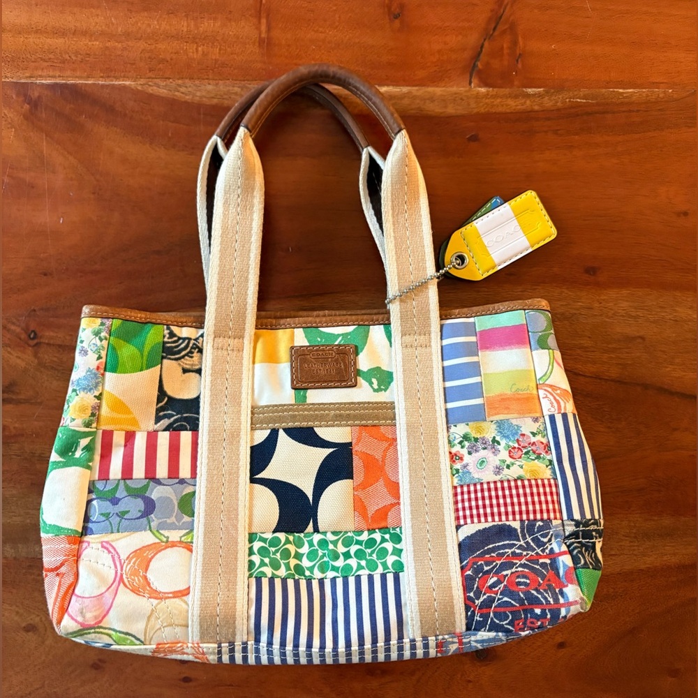 Coach Vintage Patchwork Bag Purse Tote Hampton 10454 Multicolored
